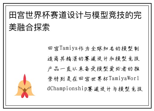 田宫世界杯赛道设计与模型竞技的完美融合探索